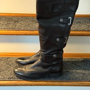 Black Leather Knee-High Boots